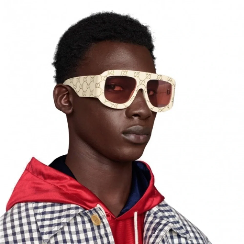 Gucci Rectangular Sunglasses with GG0983s Ivory - Gucci Eyewear